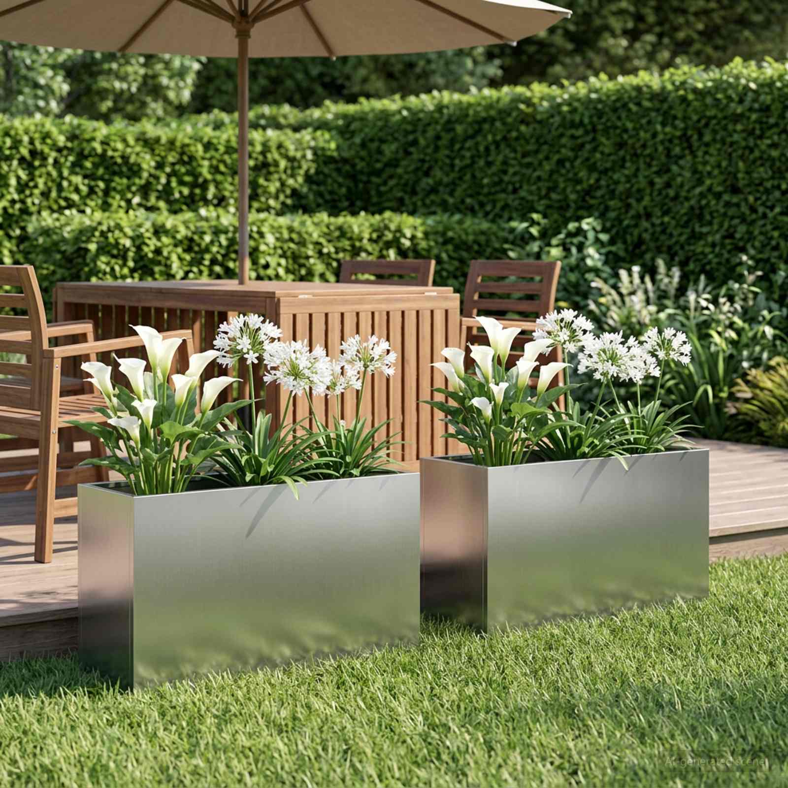 Plantenbak 2 st zilver 80 x 40 x 50 cm Gegalvaniseerd staal