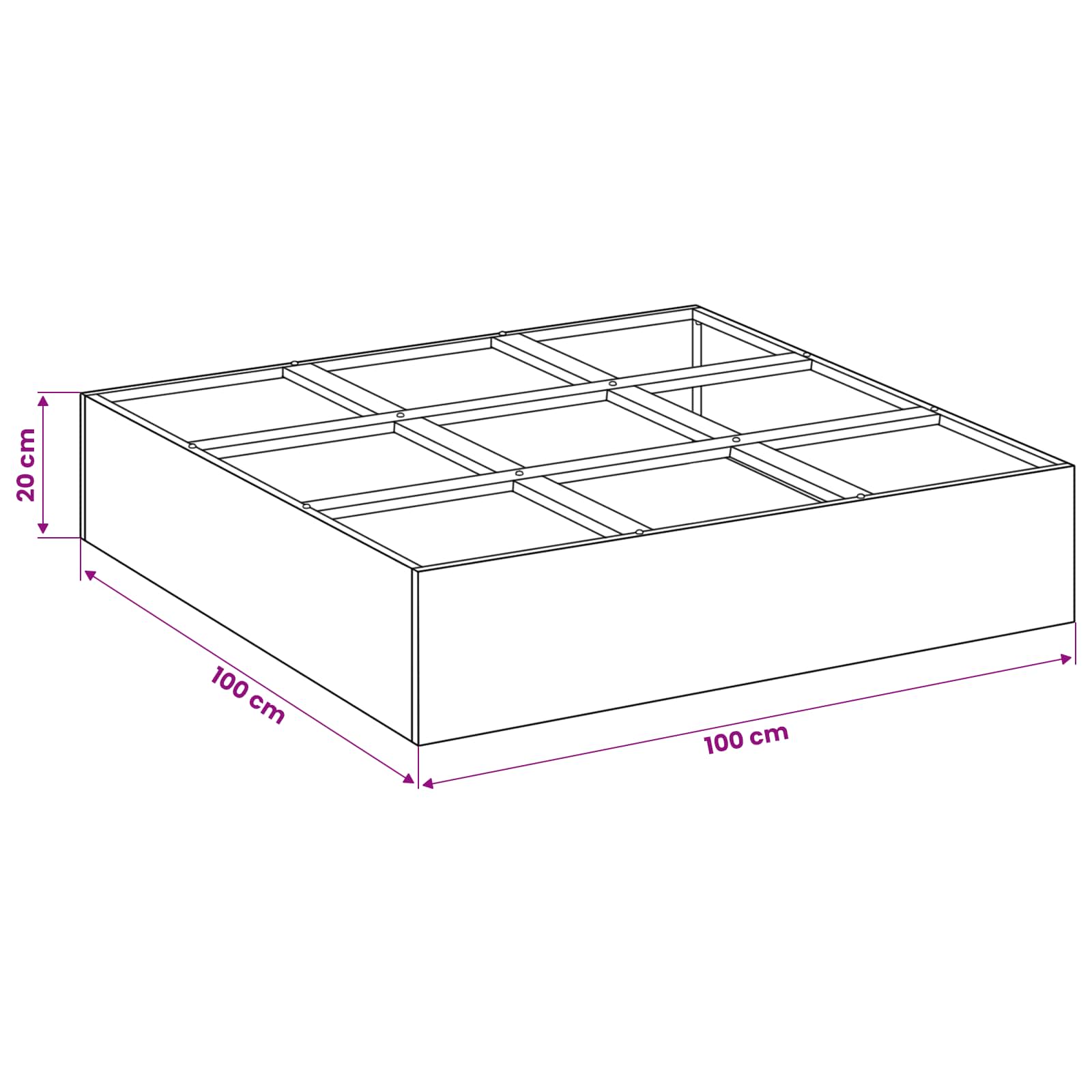 Plantenbak Zwart 100 x 100 x 20 cm Koudgewalst staal