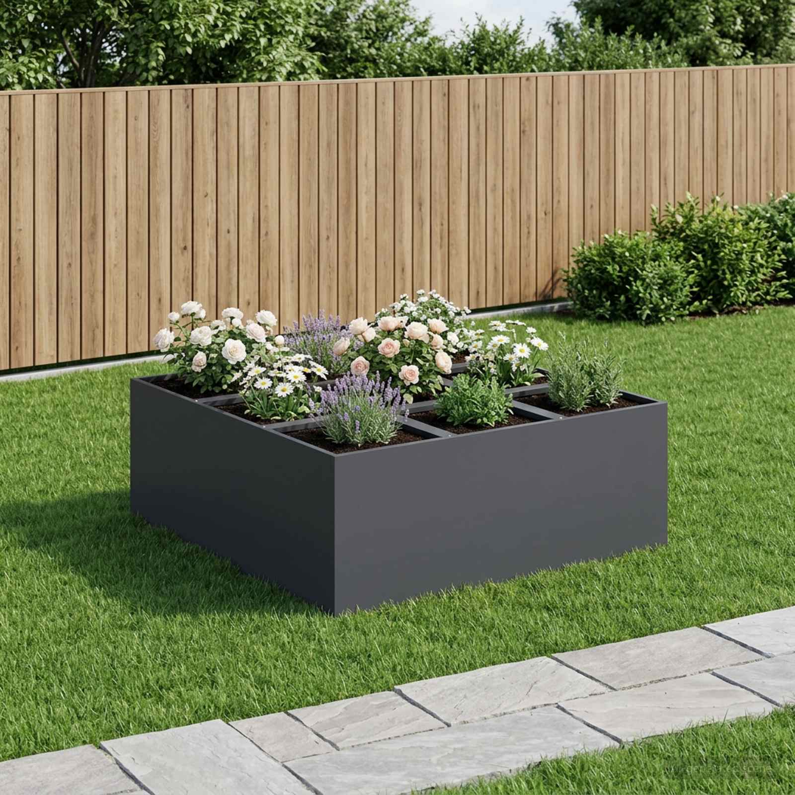 Plantenbak Antraciet 100 x 100 x 30 cm Koudgewalst staal
