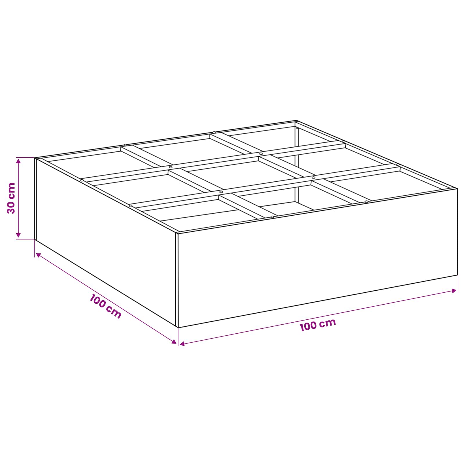 Plantenbak Antraciet 100 x 100 x 30 cm Koudgewalst staal