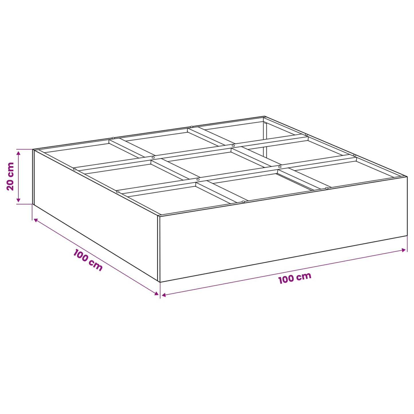 Plantenbak Roestkleurig 100 x 100 x 30 cm weervast staal