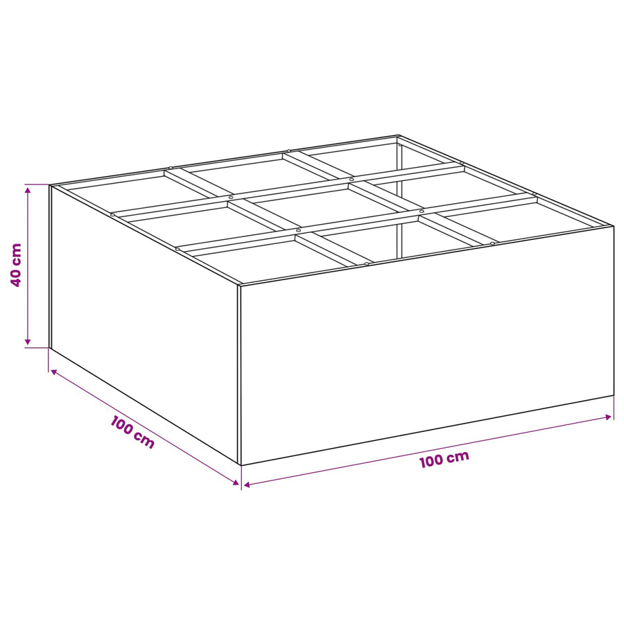 Plantenbak Wit 100 x 100 x 40 cm Koudgewalst staal