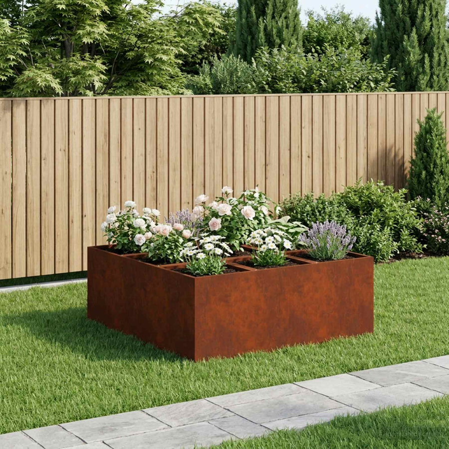 Plantenbak Roestkleurig 100 x 100 x 40 cm weervast staal