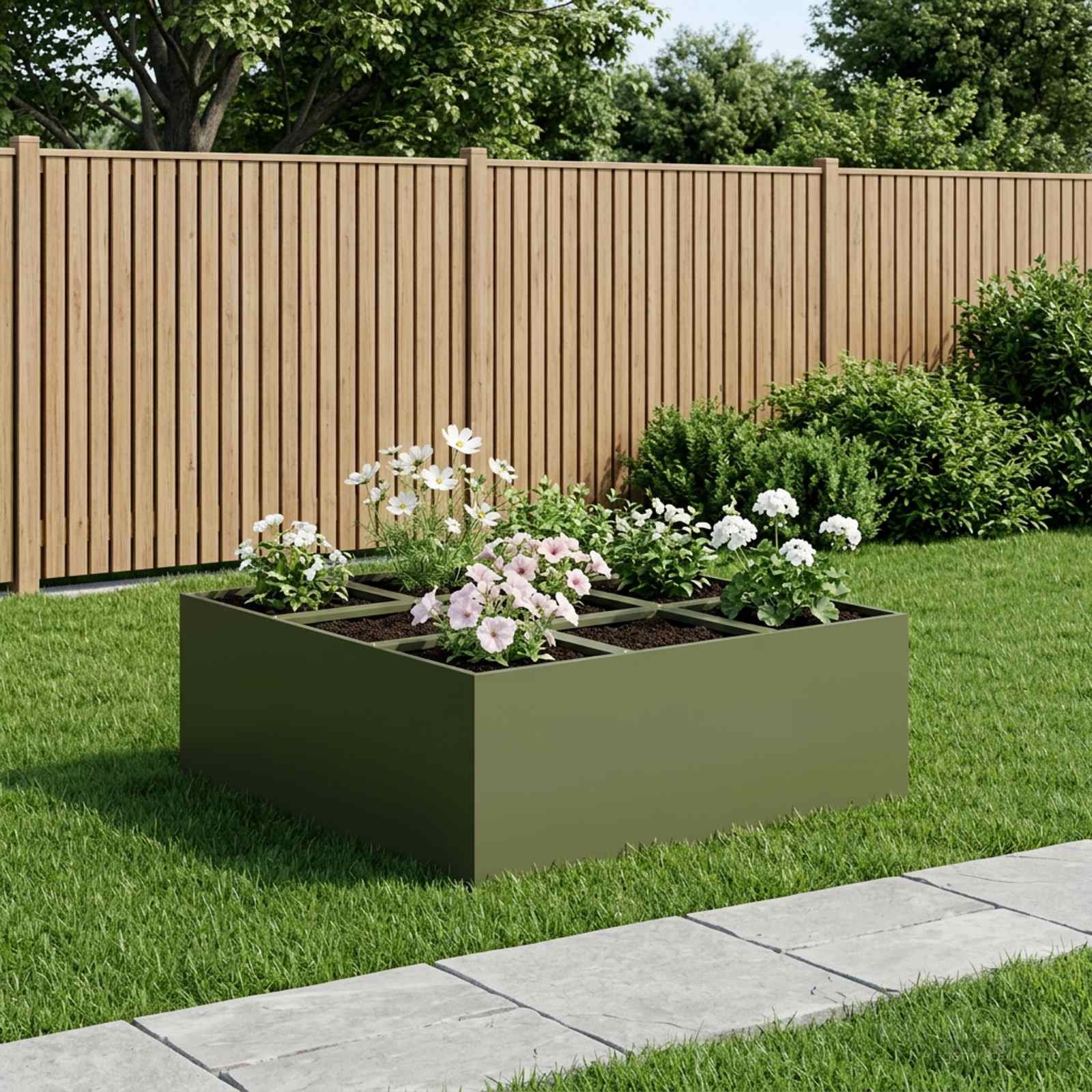 Plantenbak Olijfgroen 100 x 100 x 50 cm Koudgewalst staal