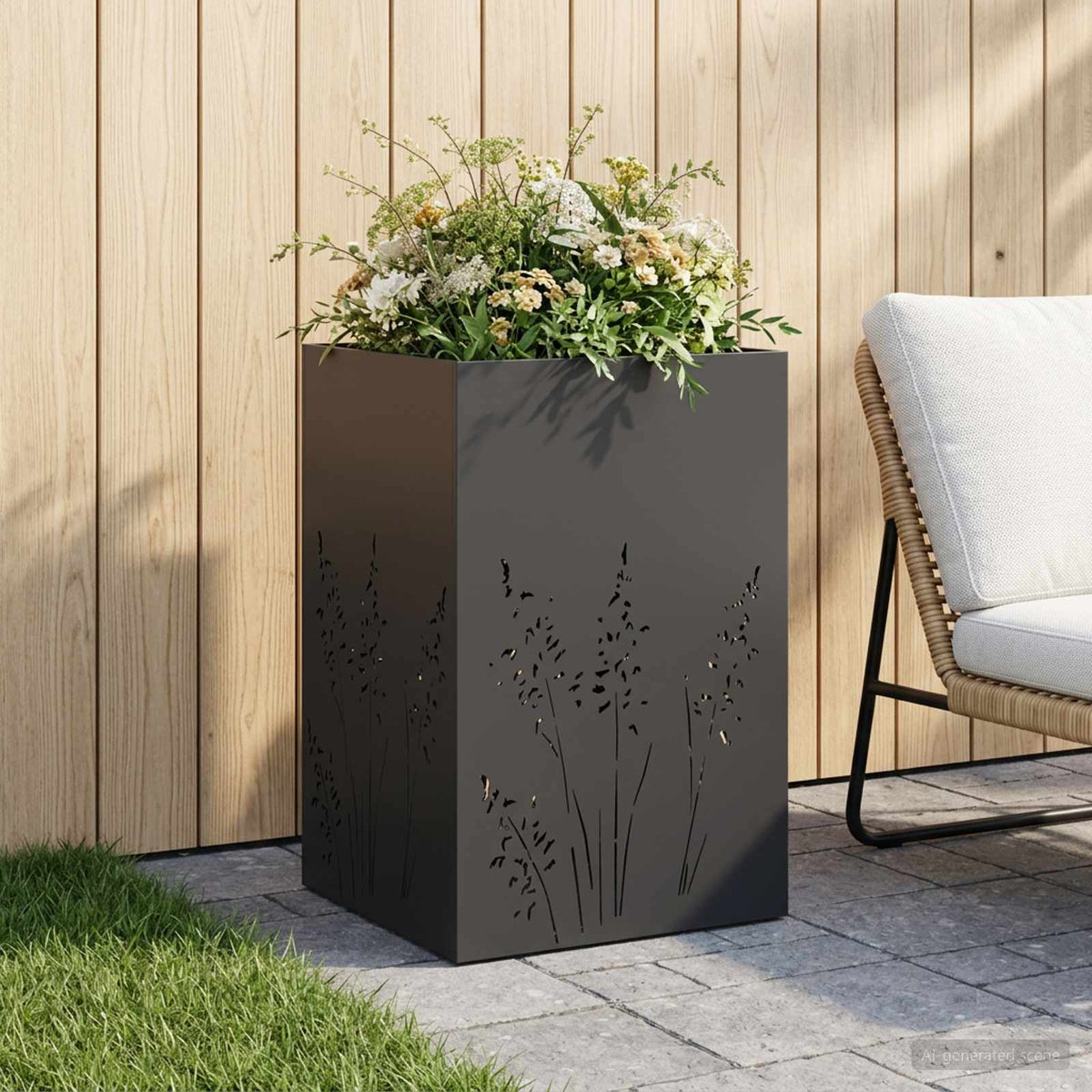 Plantenbak Zwart 50 x 50 x 75 cm Koudgewalst staal
