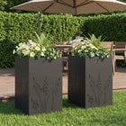 Plantenbak 2 st Zwart 50 x 50 x 75 cm Koudgewalst staal