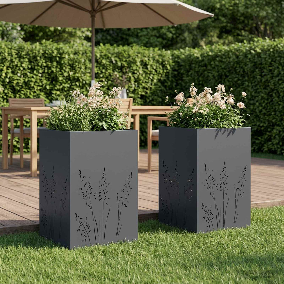 Plantenbak 2 st Antraciet 50 x 50 x 75 cm Koudgewalst staal