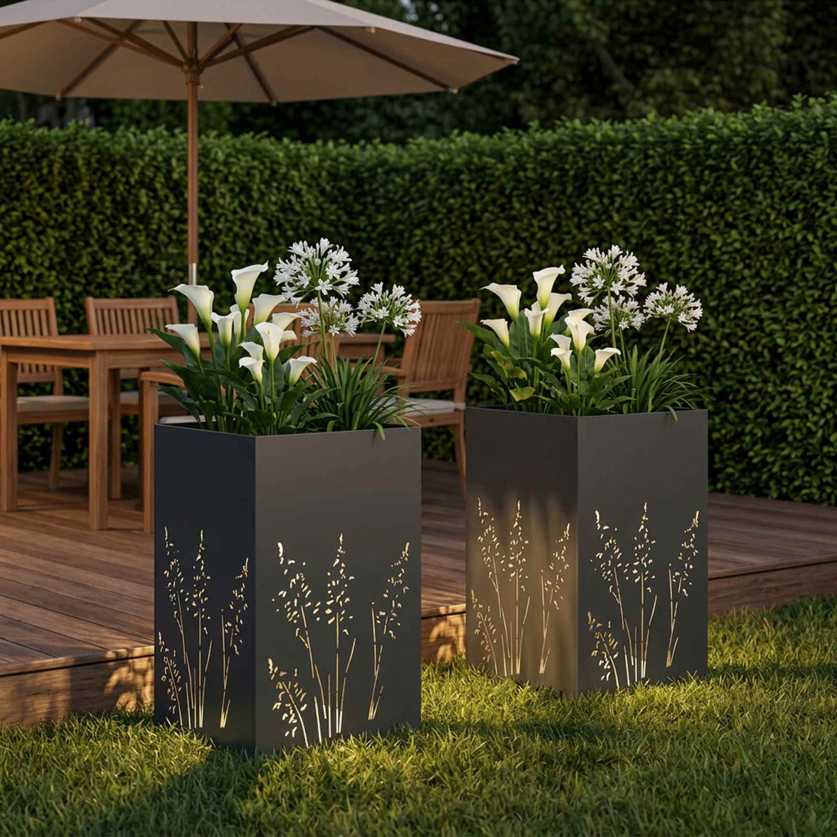 Plantenbak 2 st Antraciet 50 x 50 x 75 cm Koudgewalst staal