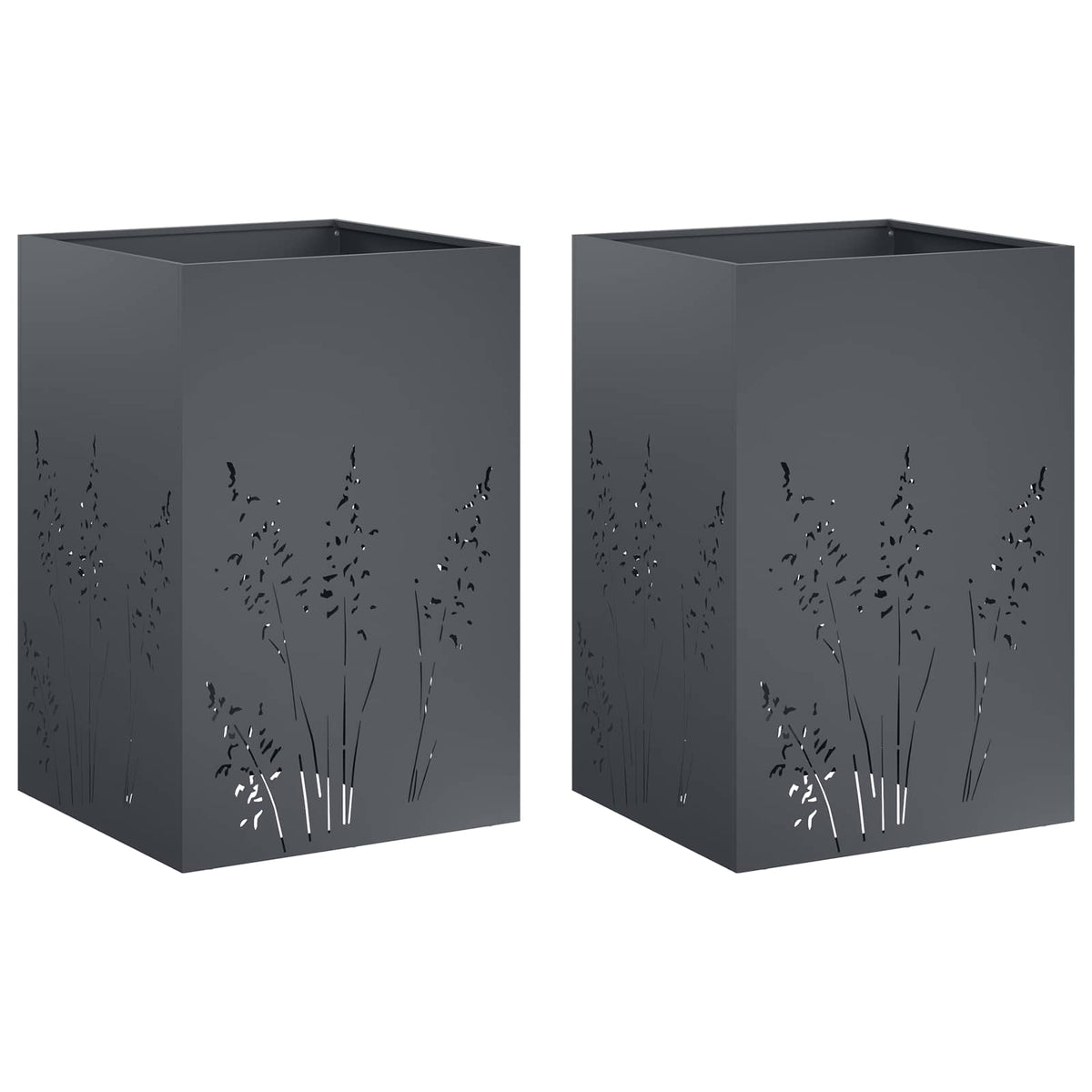 Plantenbak 2 st Antraciet 50 x 50 x 75 cm Koudgewalst staal