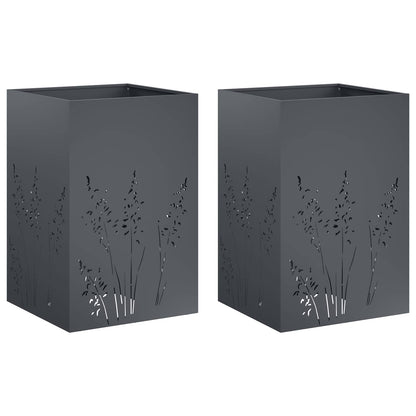 Plantenbak 2 st Antraciet 50 x 50 x 75 cm Koudgewalst staal