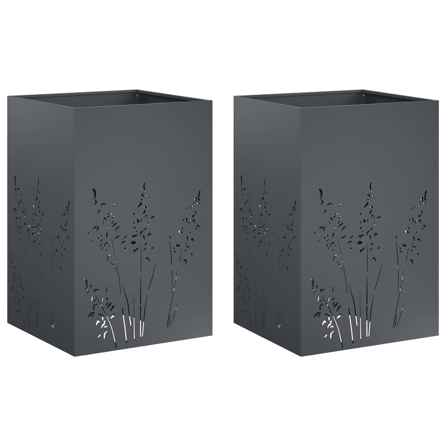 Plantenbak 2 st Antraciet 50 x 50 x 75 cm Koudgewalst staal