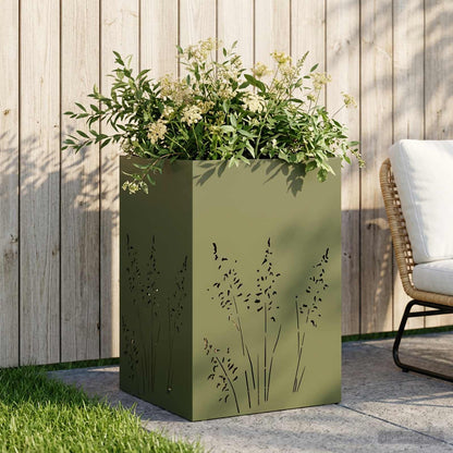 Plantenbak Olijfgroen 50 x 50 x 75 cm Koudgewalst staal