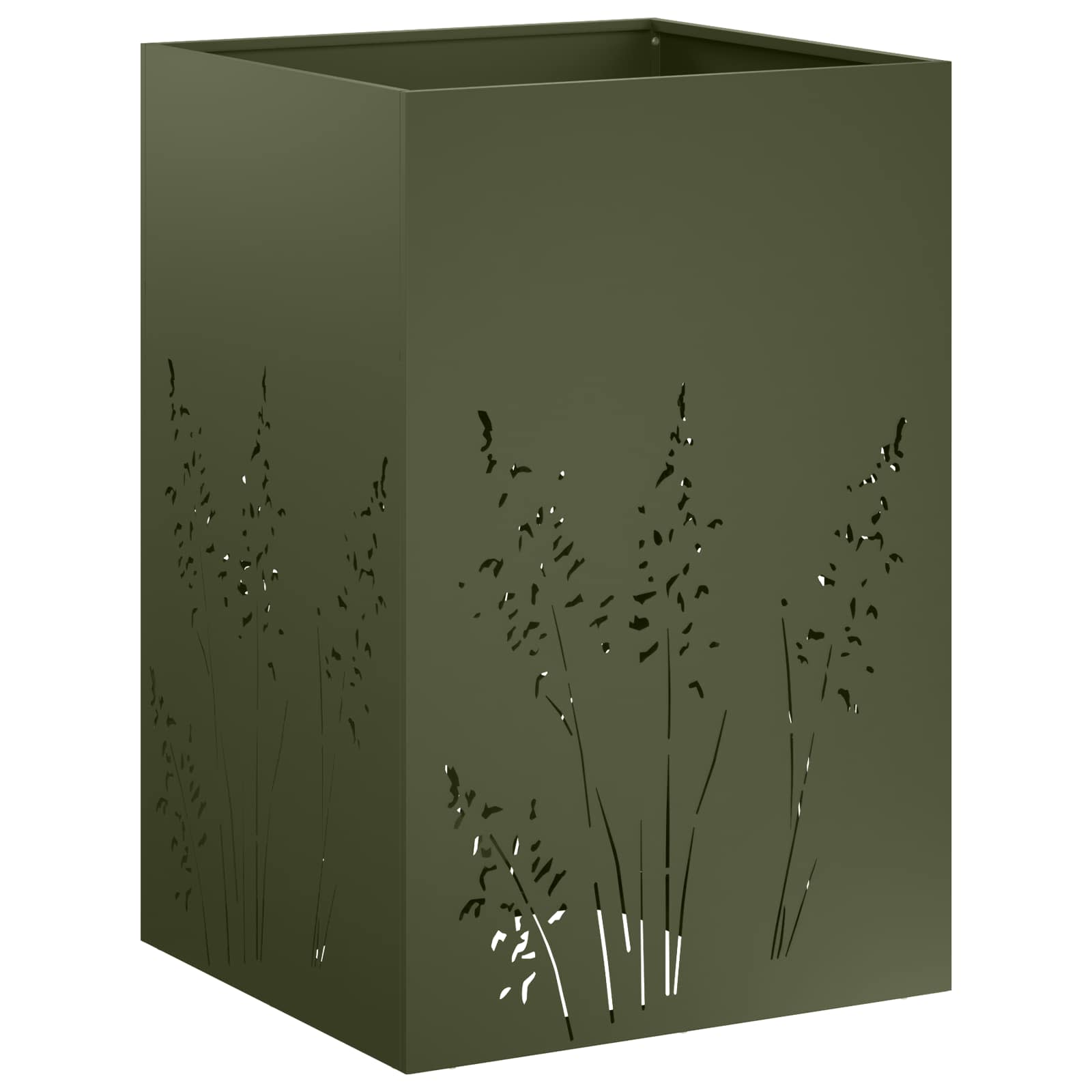Plantenbak Olijfgroen 50 x 50 x 75 cm Koudgewalst staal