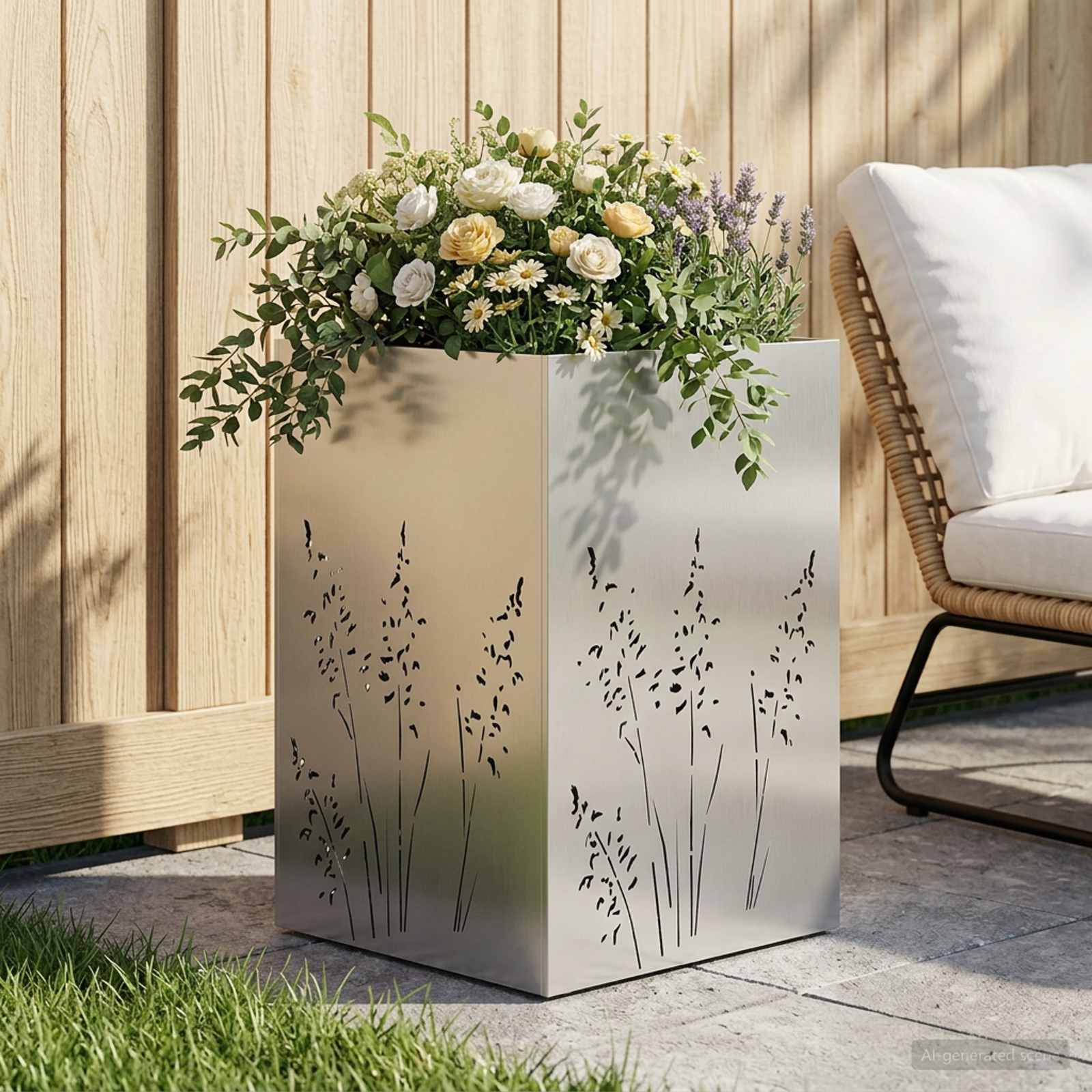 Plantenbak zilver 50 x 50 x 75 cm Roestvrij staal