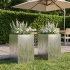 Plantenbak 2 st zilver 50 x 50 x 75 cm Roestvrij staal