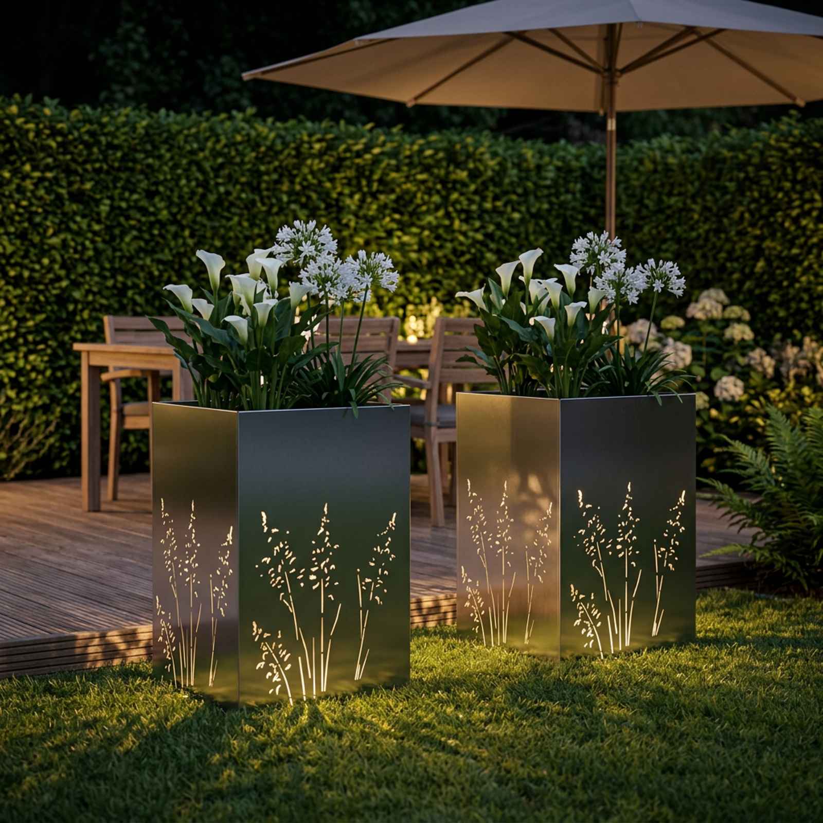 Plantenbak 2 st zilver 50 x 50 x 75 cm Roestvrij staal
