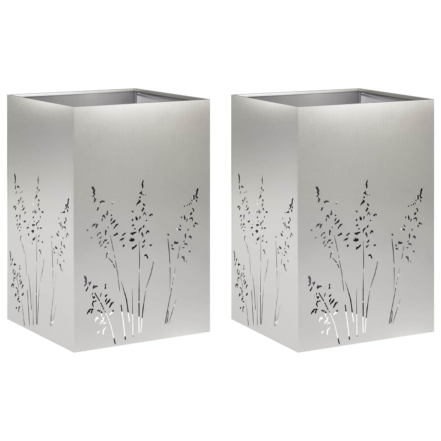 Plantenbak 2 st zilver 50 x 50 x 75 cm Roestvrij staal
