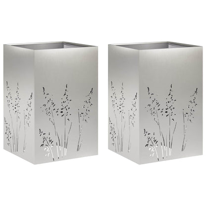 Plantenbak 2 st zilver 50 x 50 x 75 cm Roestvrij staal