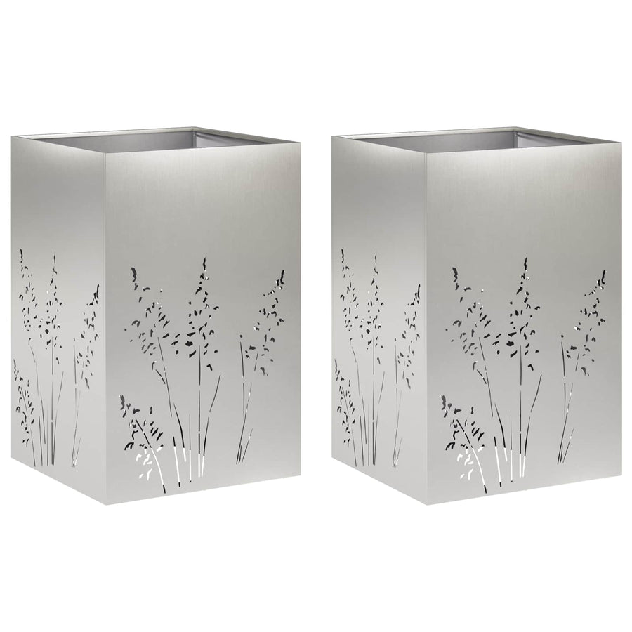 Plantenbak 2 st zilver 50 x 50 x 75 cm Roestvrij staal
