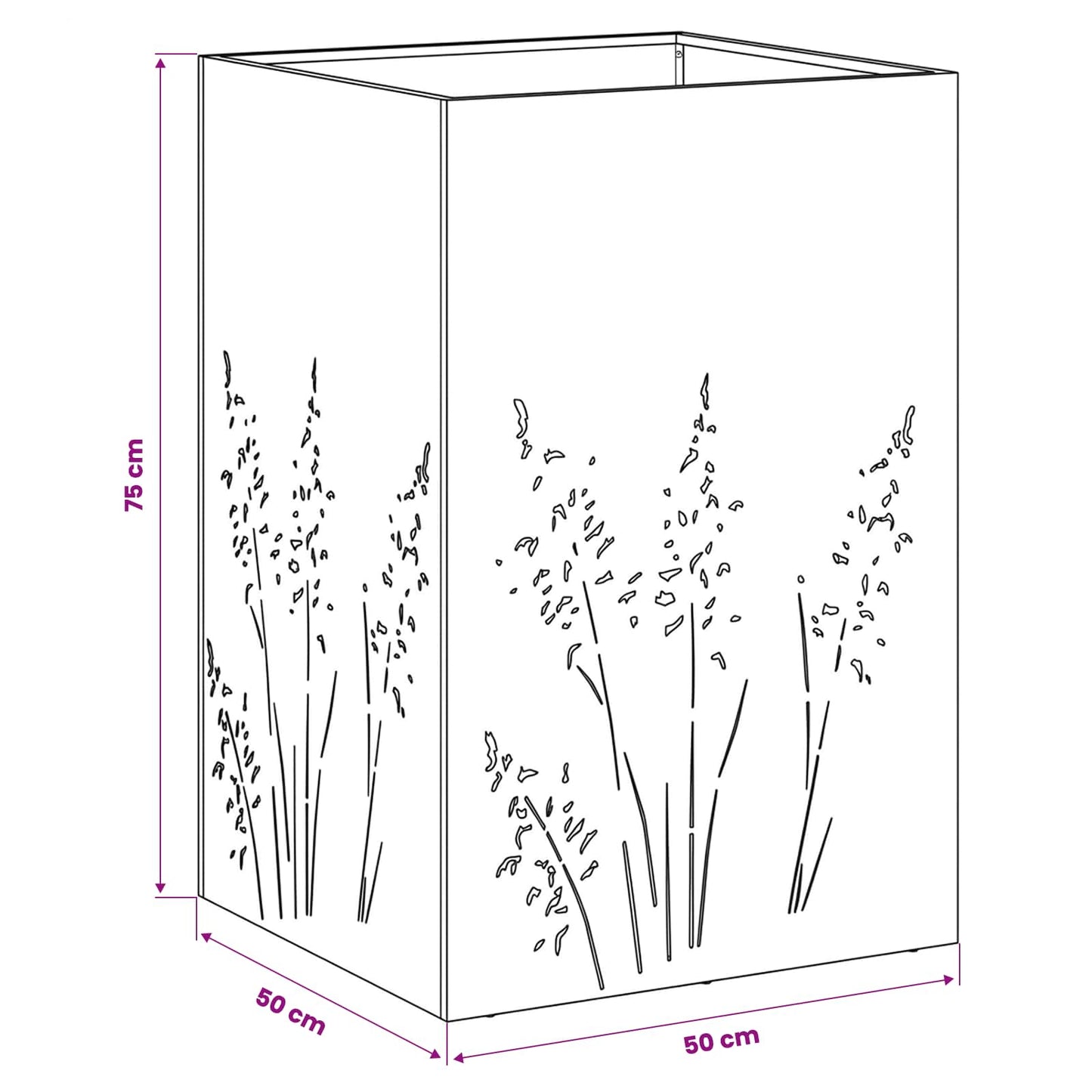 Plantenbak 2 st zilver 50 x 50 x 75 cm Roestvrij staal