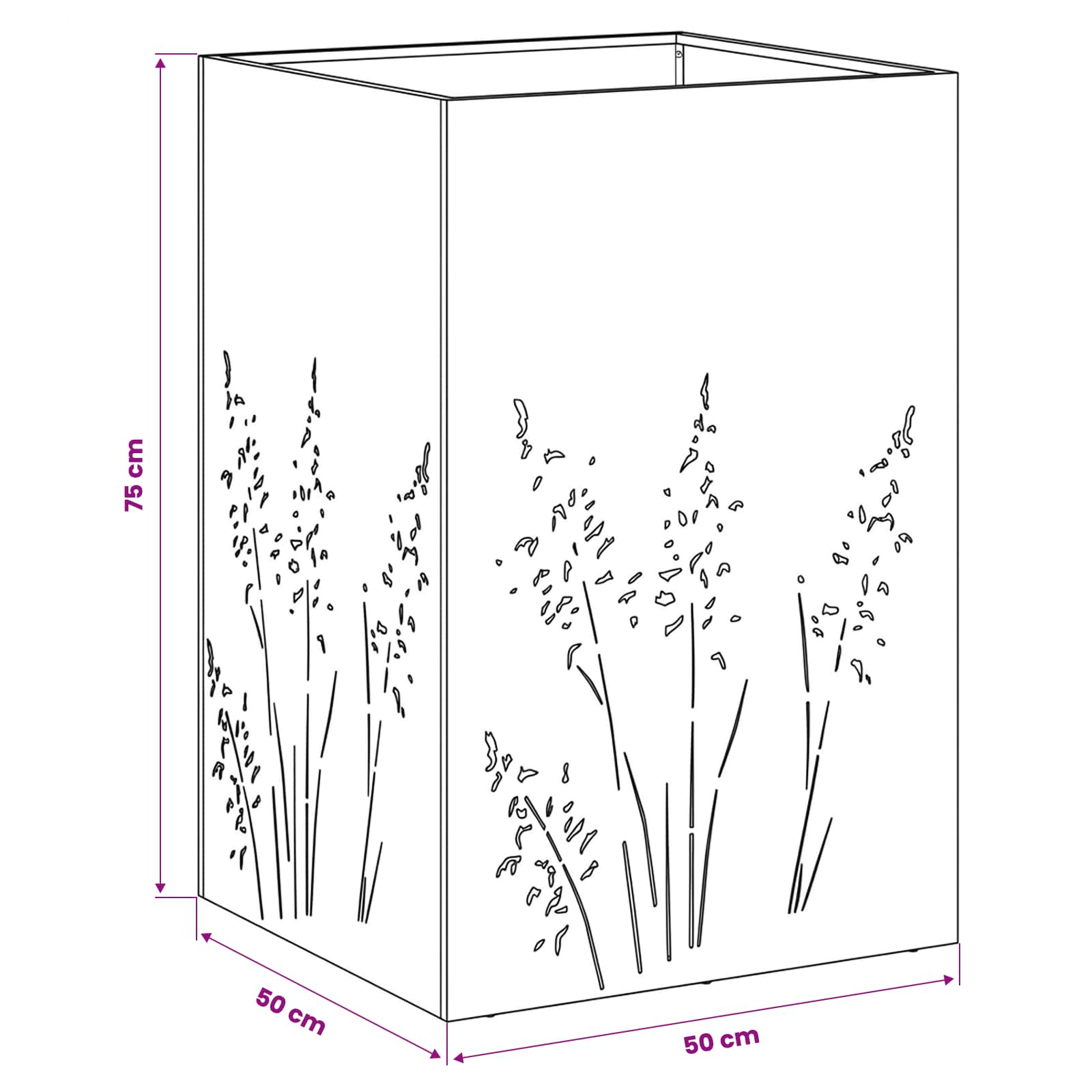 Plantenbak 2 st zilver 50 x 50 x 75 cm Roestvrij staal
