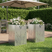 Plantenbak 2 st 50x50x75 cm zilver gegalvaniseerd staal