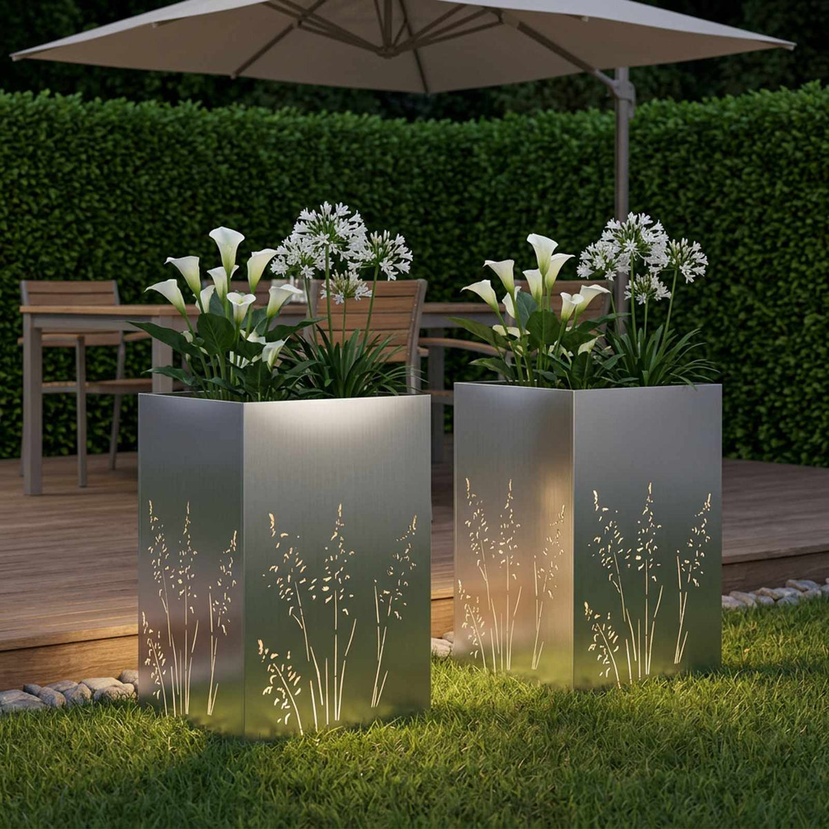 Plantenbak 2 st zilver 50 x 50 x 75 cm Gegalvaniseerd staal