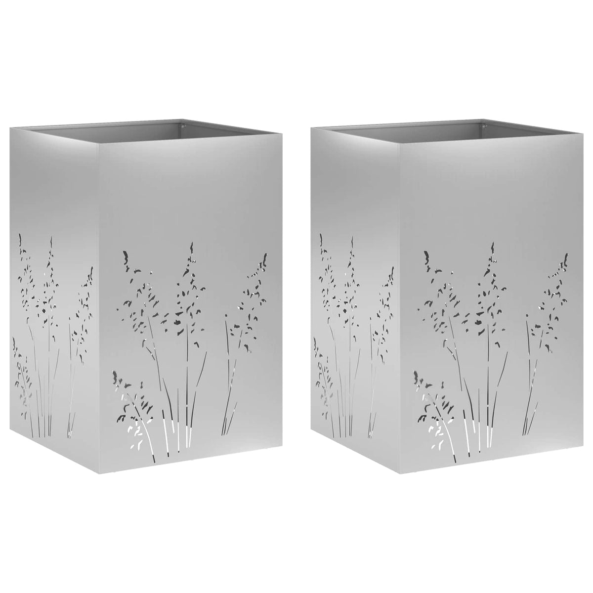 Plantenbak 2 st zilver 50 x 50 x 75 cm Gegalvaniseerd staal