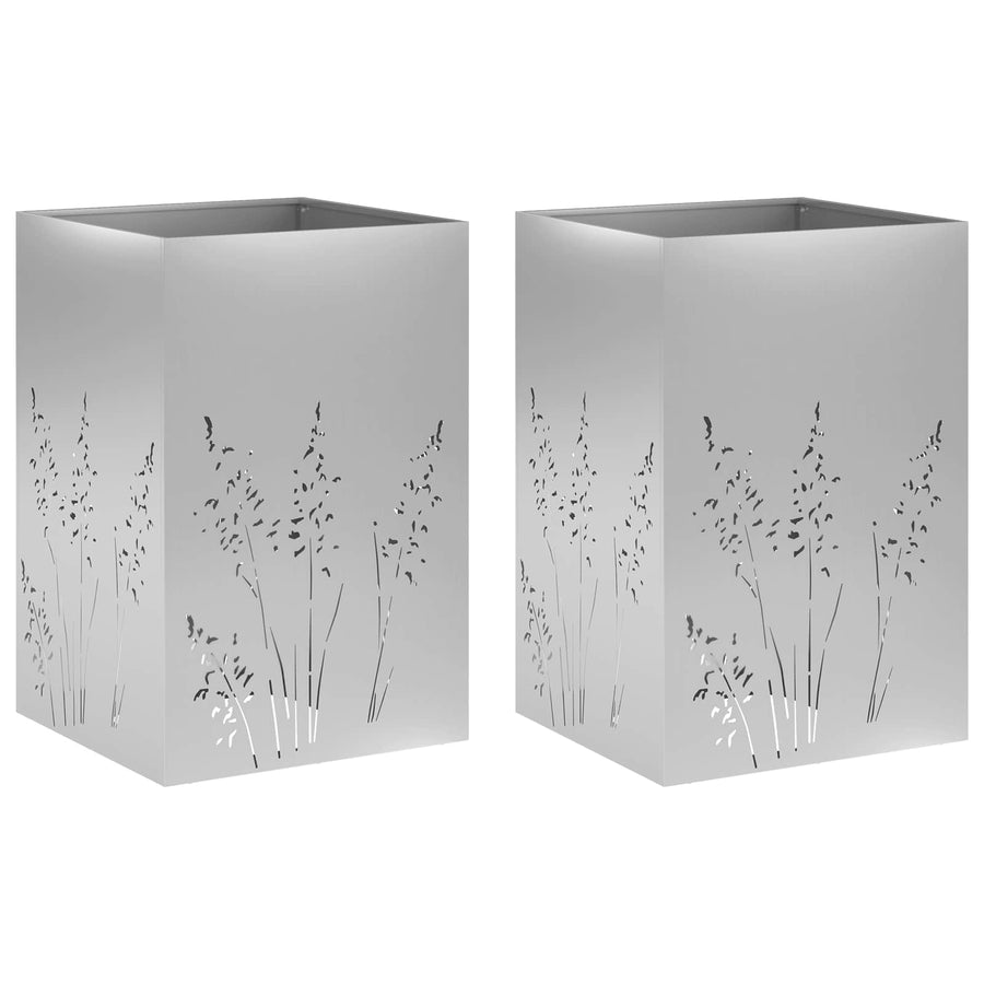 Plantenbak 2 st zilver 50 x 50 x 75 cm Gegalvaniseerd staal