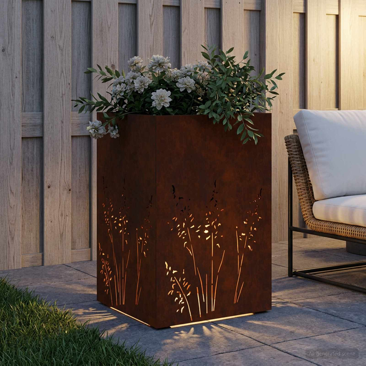 Plantenbak Roestkleurig 50 x 50 x 75 cm weervast staal