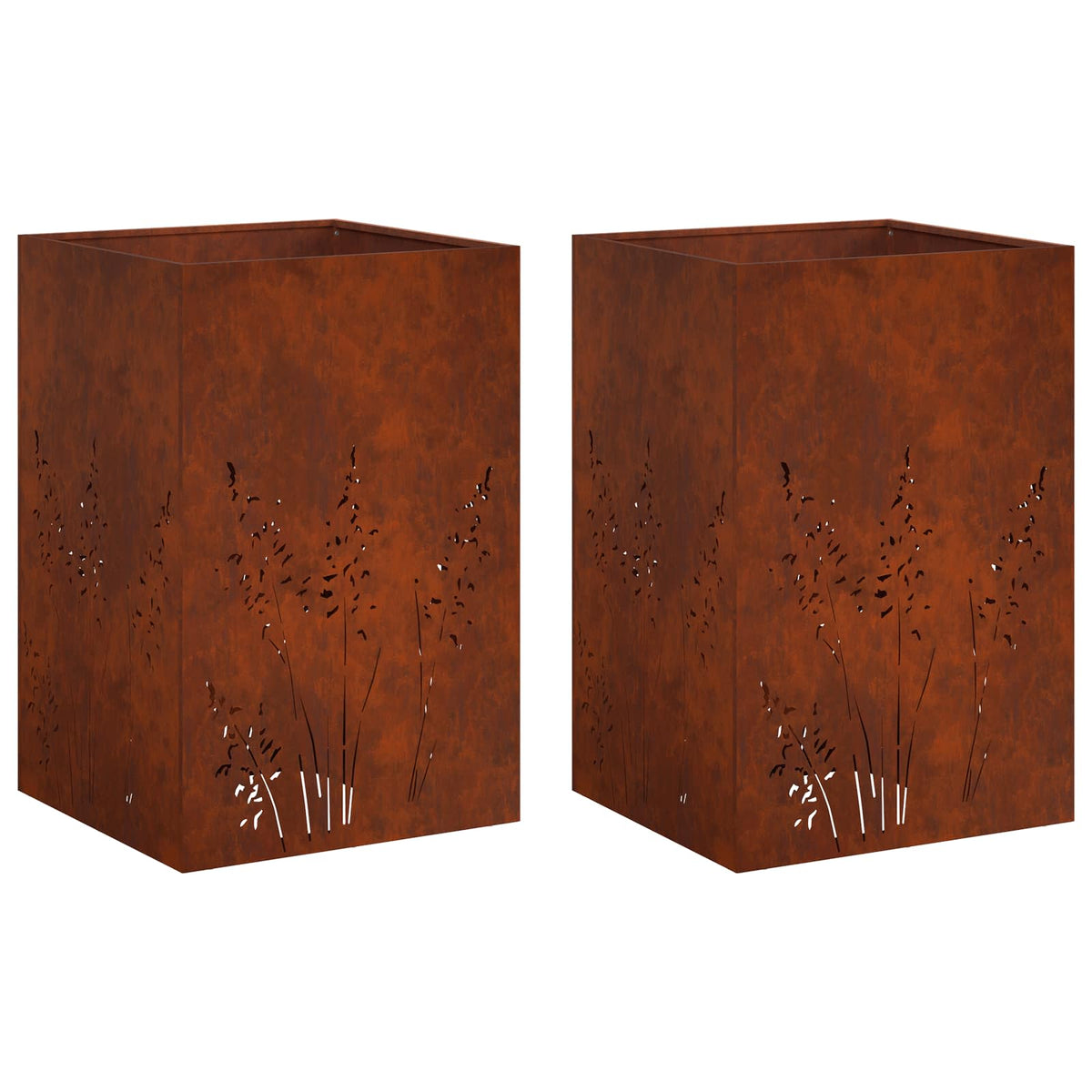 Plantenbak 2 st Roestkleurig 50 x 50 x 75 cm weervast staal