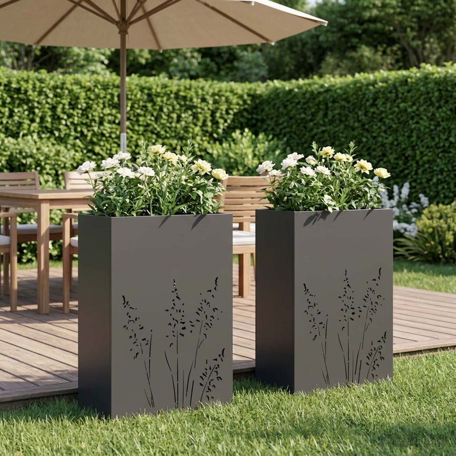 Plantenbak 2 st Zwart 50 x 30 x 75 cm Koudgewalst staal