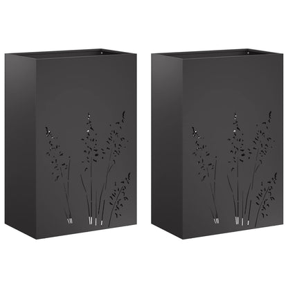Plantenbak 2 st Zwart 50 x 30 x 75 cm Koudgewalst staal