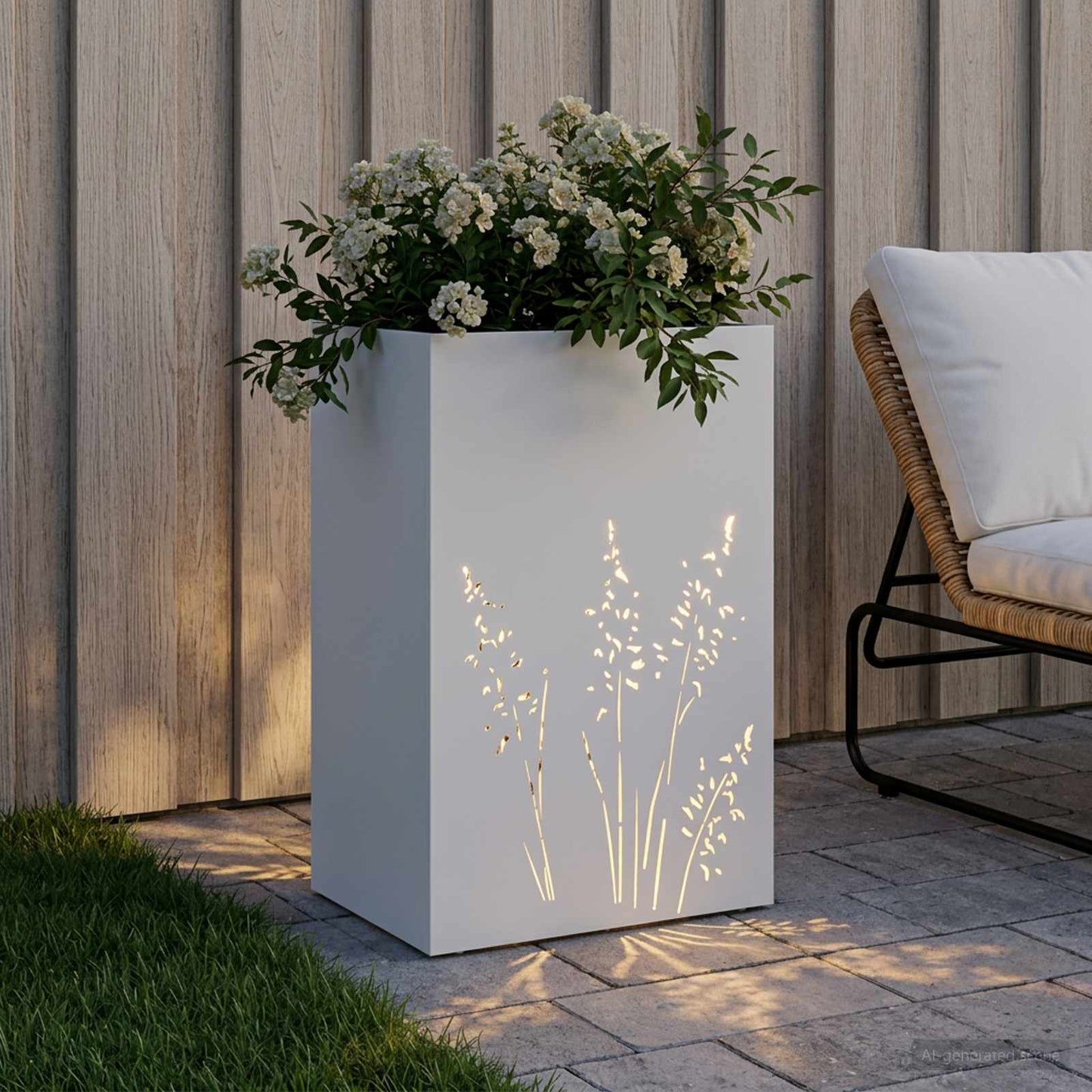 Plantenbak Wit 50 x 30 x 75 cm Koudgewalst staal
