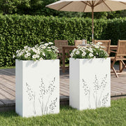 Plantenbak 2 st 50x30x75 cm wit koudgewalst staal