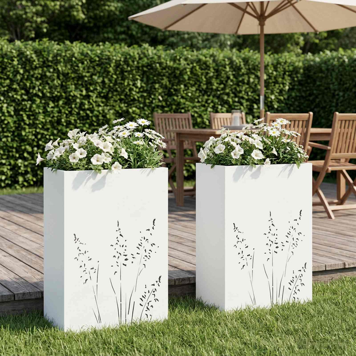 Plantenbak 2 st Wit 50 x 30 x 75 cm Koudgewalst staal