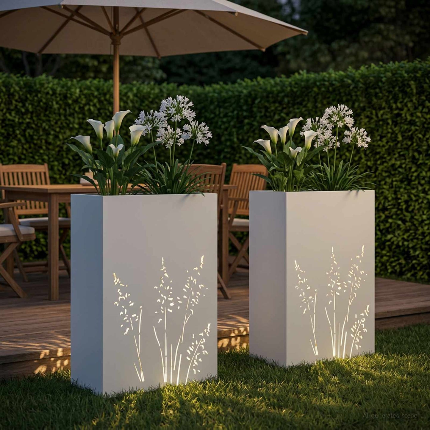 Plantenbak 2 st Wit 50 x 30 x 75 cm Koudgewalst staal