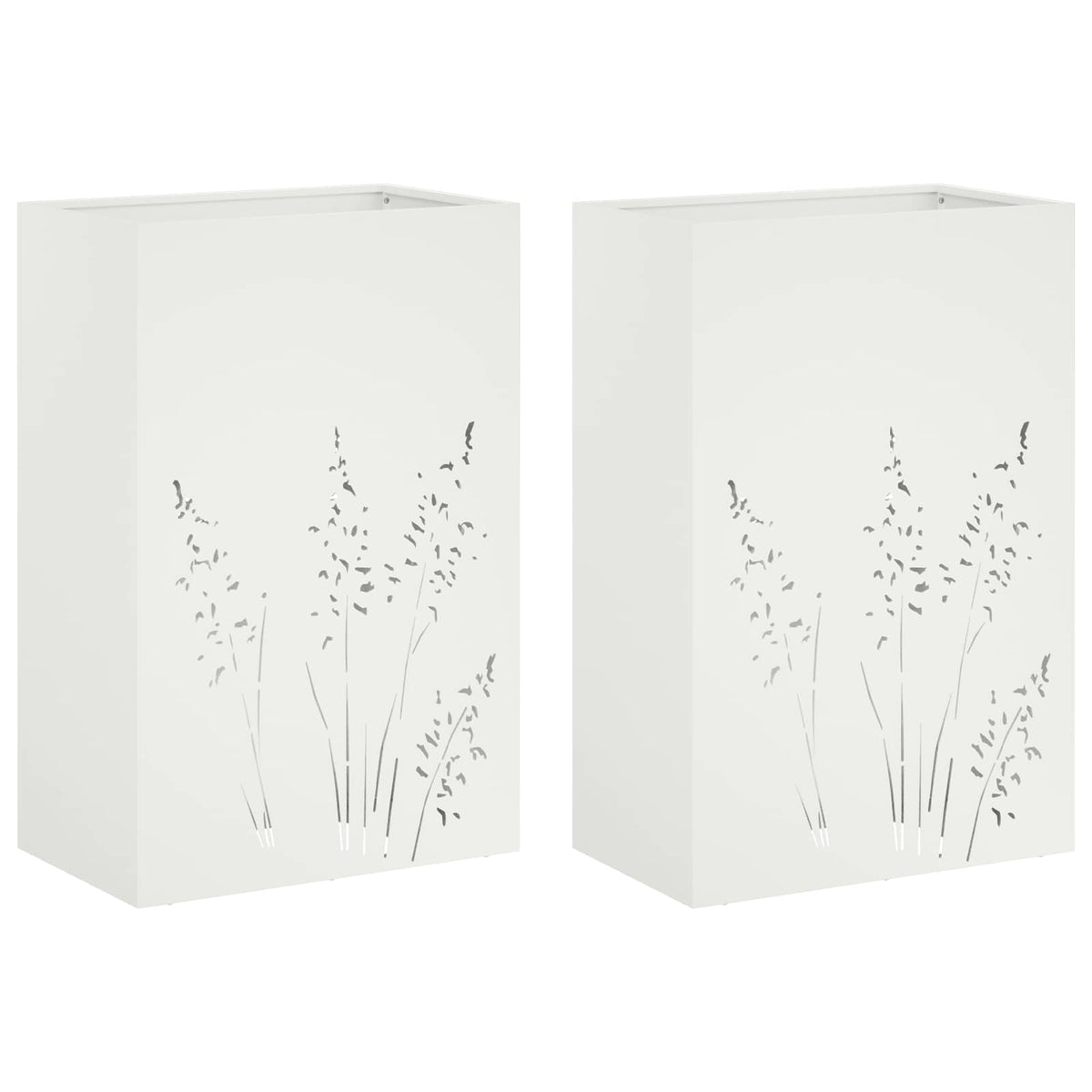 Plantenbak 2 st Wit 50 x 30 x 75 cm Koudgewalst staal