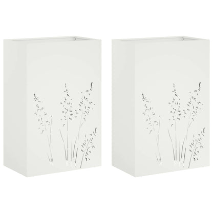 Plantenbak 2 st Wit 50 x 30 x 75 cm Koudgewalst staal