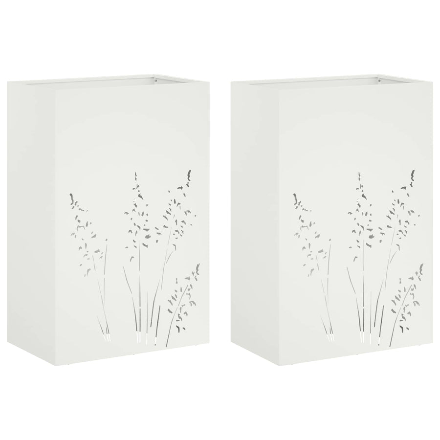 Plantenbak 2 st Wit 50 x 30 x 75 cm Koudgewalst staal