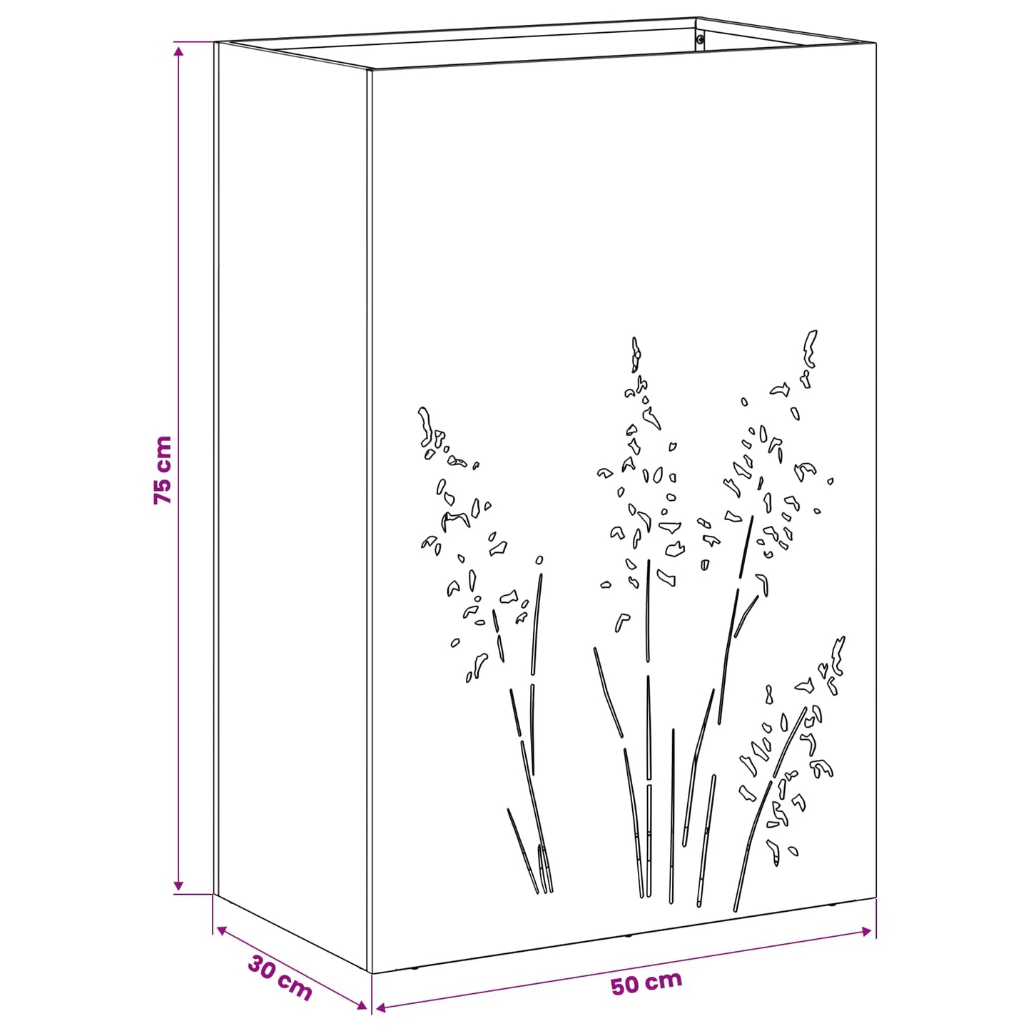 Plantenbak Antraciet 50 x 30 x 75 cm Koudgewalst staal