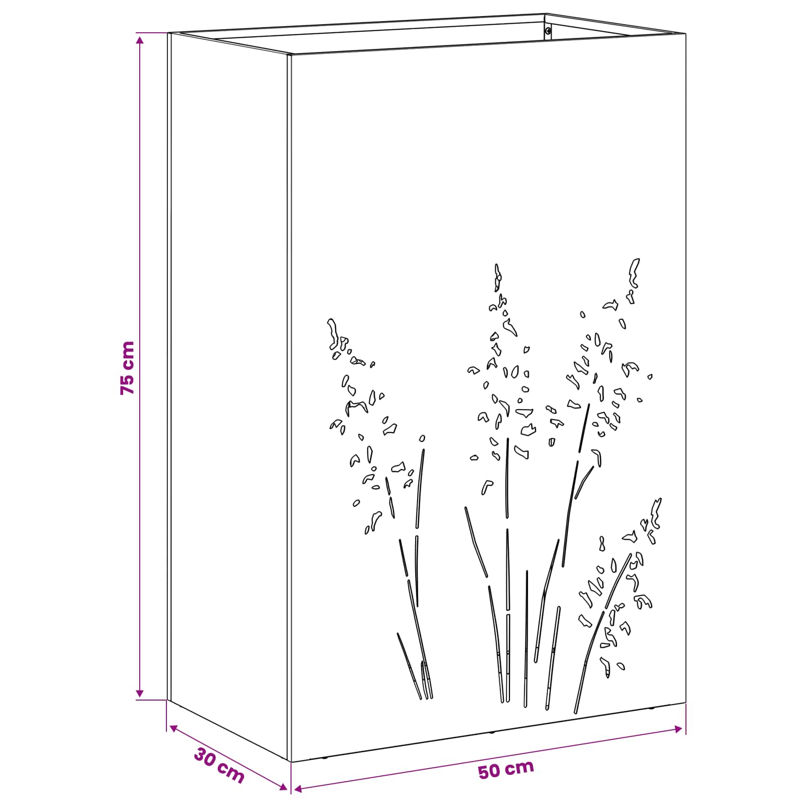 Plantenbak Antraciet 50 x 30 x 75 cm Koudgewalst staal