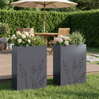 Plantenbak 2 st 50x30x75 cm antraciet koudgewalst staal