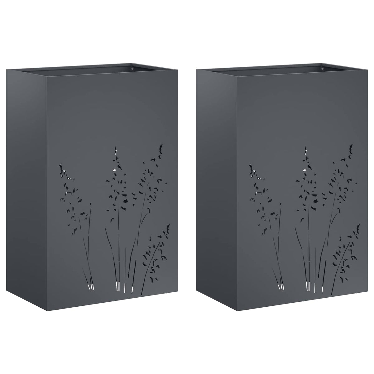 Plantenbak 2 st Antraciet 50 x 30 x 75 cm Koudgewalst staal