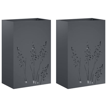 Plantenbak 2 st Antraciet 50 x 30 x 75 cm Koudgewalst staal
