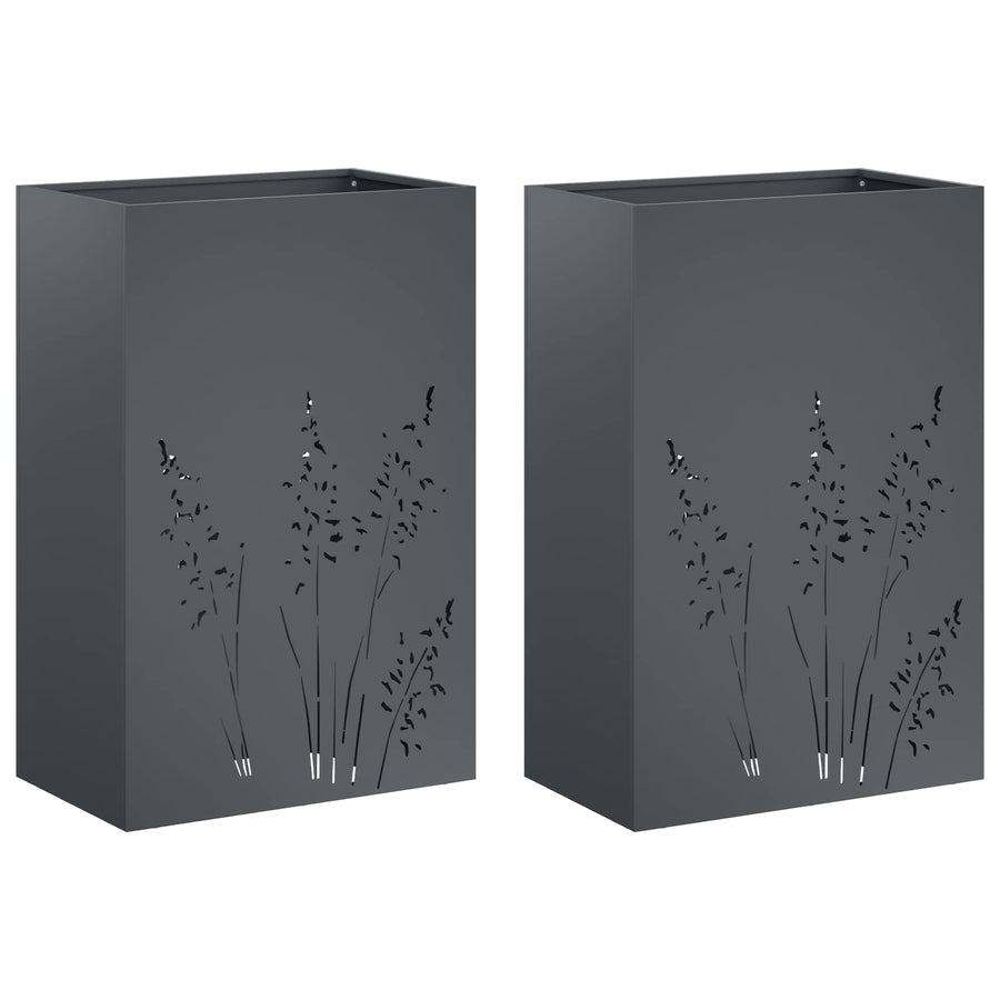 Plantenbak 2 st Antraciet 50 x 30 x 75 cm Koudgewalst staal
