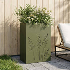 Plantenbak 50x30x75 cm koudgewalst staal olijfgroen