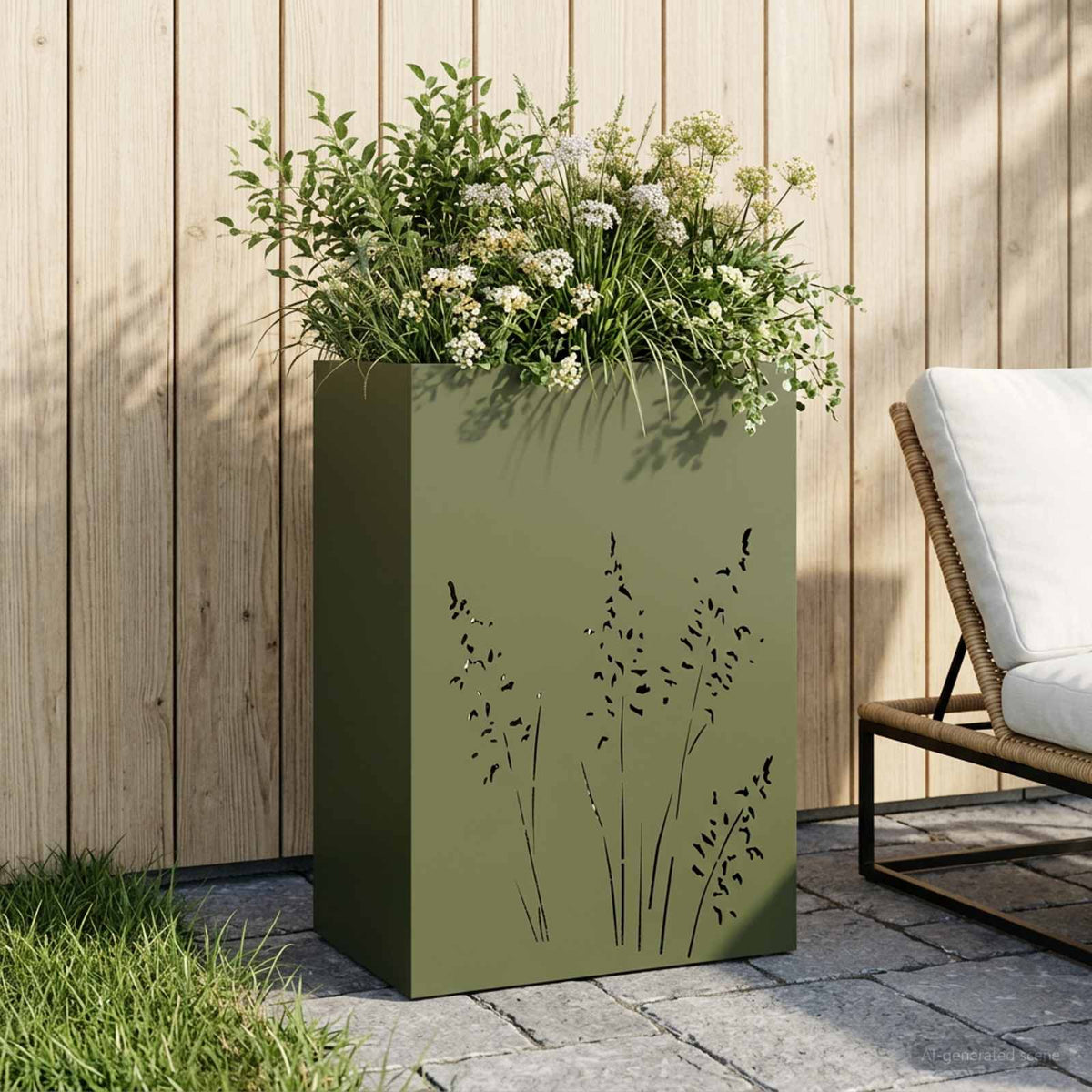 Plantenbak Olijfgroen 50 x 30 x 75 cm Koudgewalst staal