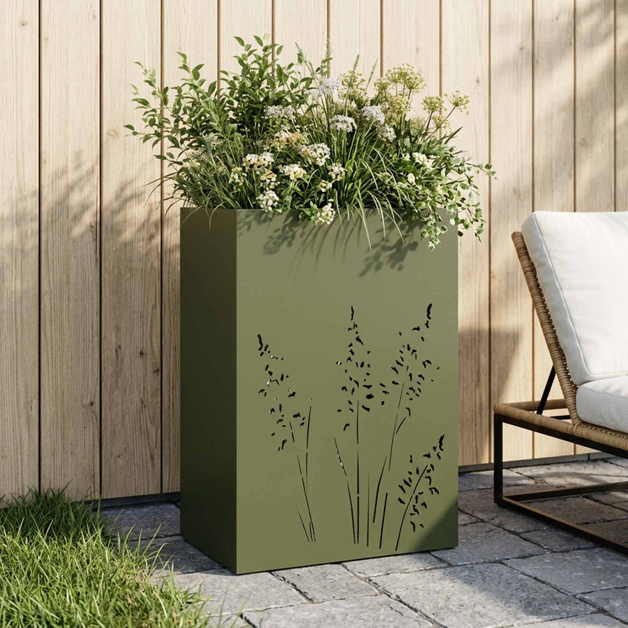 Plantenbak Olijfgroen 50 x 30 x 75 cm Koudgewalst staal