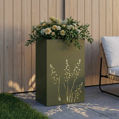 Plantenbak Olijfgroen 50 x 30 x 75 cm Koudgewalst staal